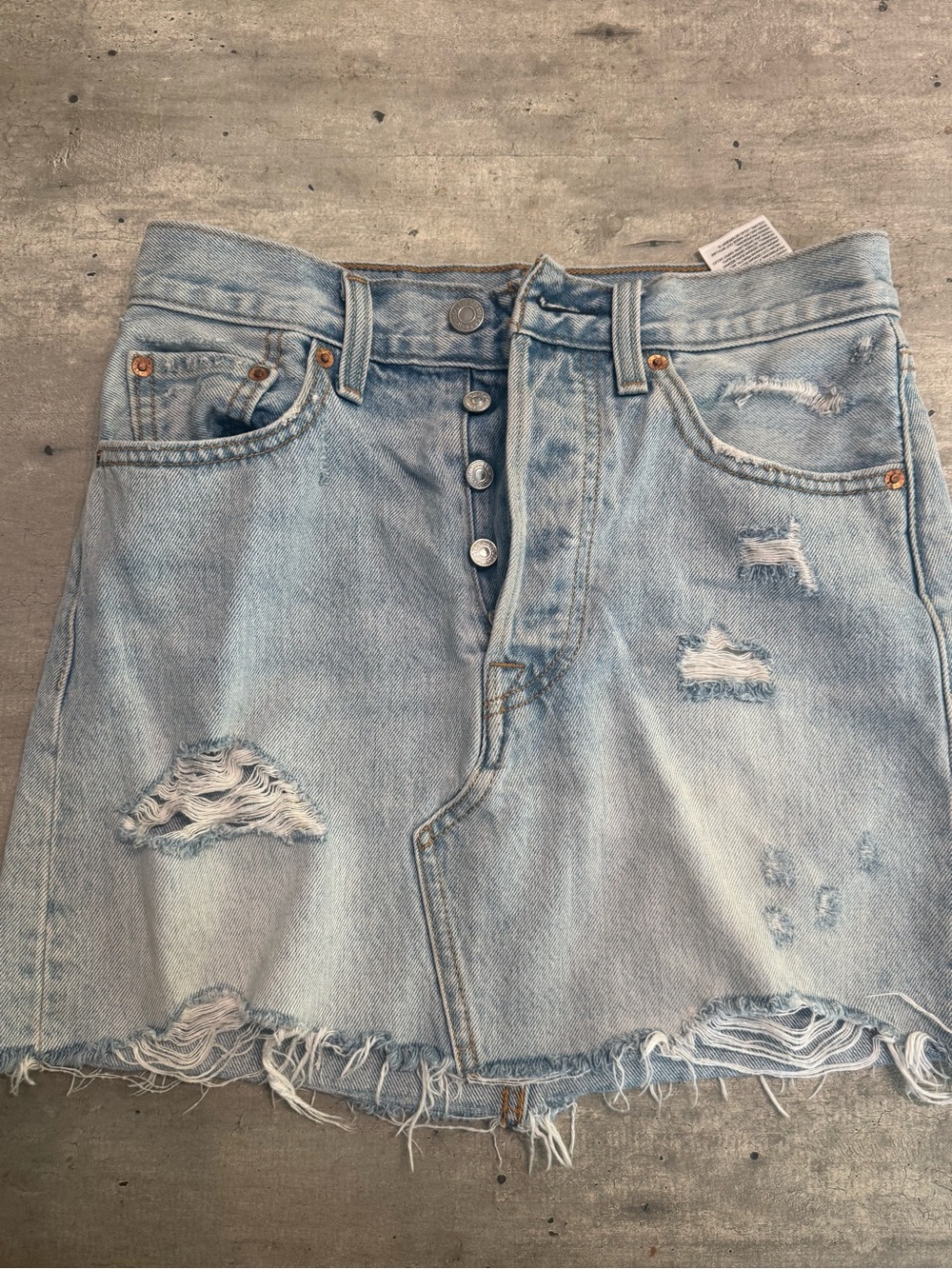 Levis light Blue Distressed Denim Mini Skirt
